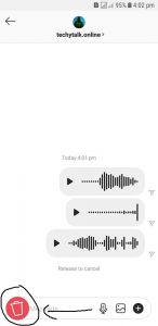 how to send audio message on instagram
